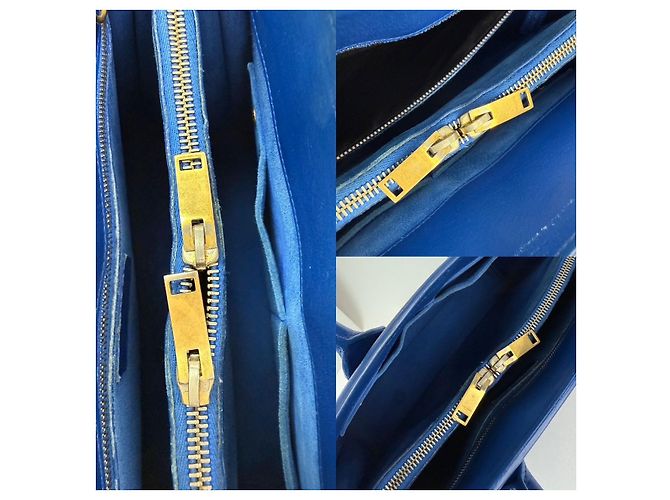 Bolsa de mão em couro azul Saint Laurent Sac De Jour - vista 6