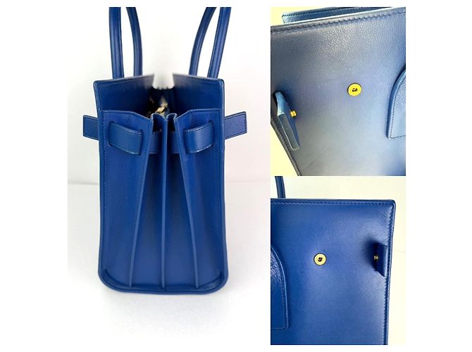 Bolsa de mão em couro azul Saint Laurent Sac De Jour - vista 7
