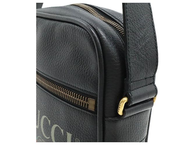 Borsa a spalla in pelle con stampa Gucci 523591 Nero - vista 4
