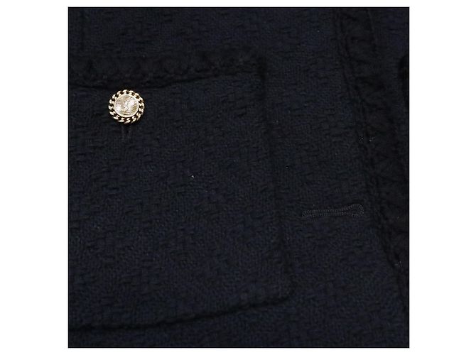 Saint Laurent Tweed-Blazer in schwarzer Wolle mit vier Taschen - Ansicht 4
