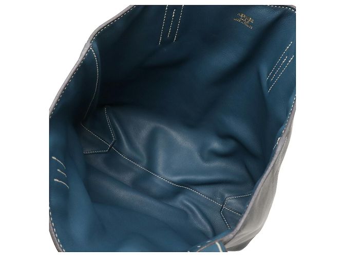 Hermès Borsa tote reversibile Double Sens 28 in pelle Hermes Blu - vista 6