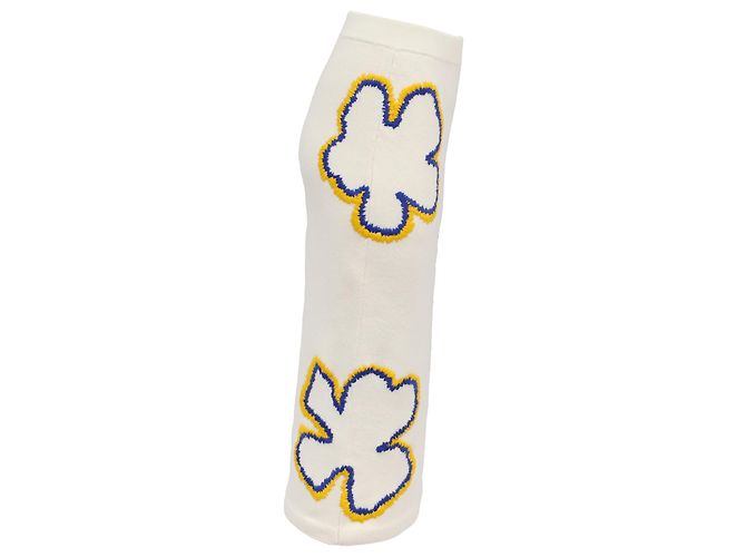 Falda midi bordada Carolina Herrera en lana ecru Blanco Crudo - vista 2