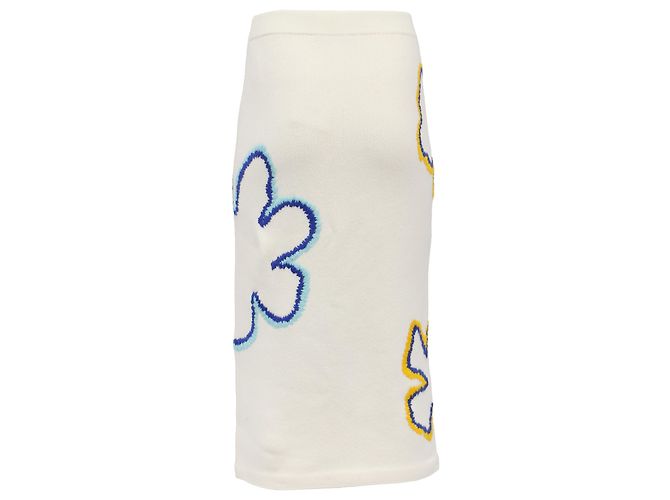 Falda midi bordada Carolina Herrera en lana ecru Blanco Crudo - vista 3