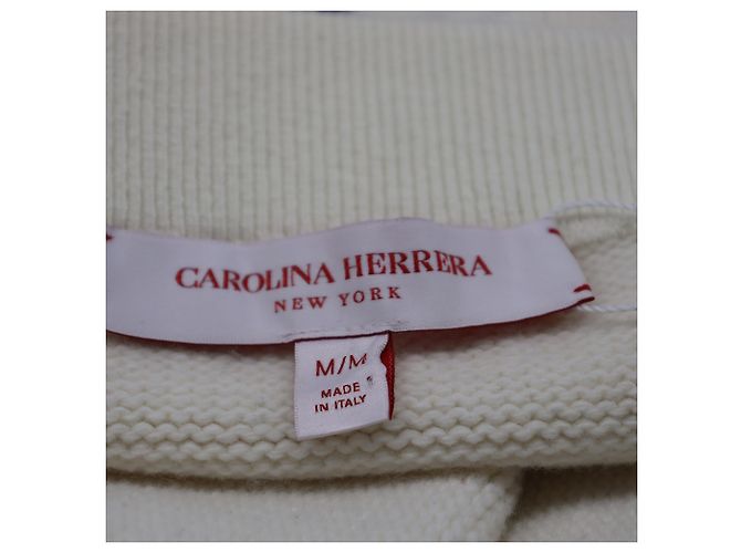 Falda midi bordada Carolina Herrera en lana ecru Blanco Crudo - vista 4