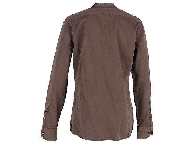 Camisa de sarga Tom Ford en algodón marrón Castaño Roja - vista 3