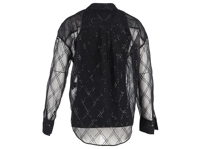 Blusa de seda negra adornada con lentejuelas Brunello Cucinelli - vista 3