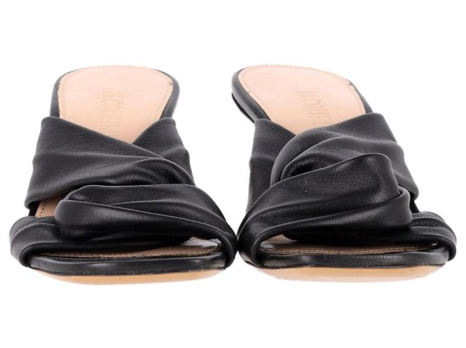 Jacquemus Bellagio Crossover Sandals in Black Leather - view 2