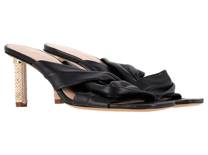 Jacquemus Bellagio Crossover Sandals in Black Leather - view 4