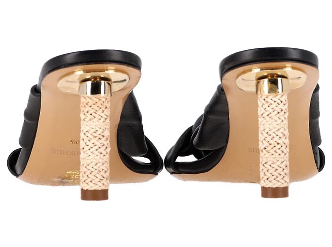 Jacquemus Bellagio Crossover Sandals in Black Leather - view 5