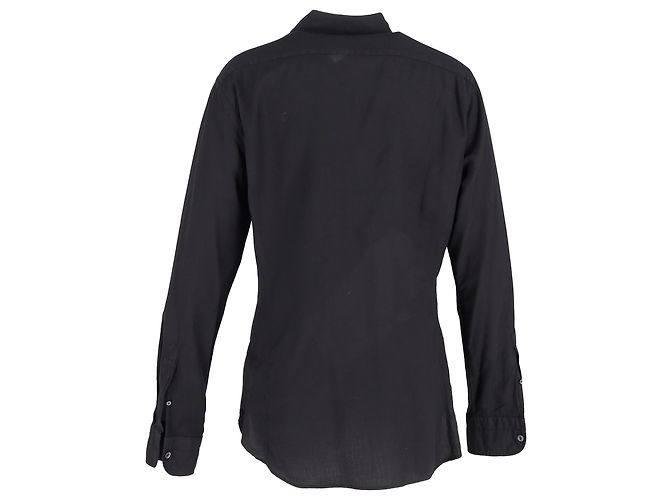 Tom Ford Button Down Shirt in Black Cotton - view 3