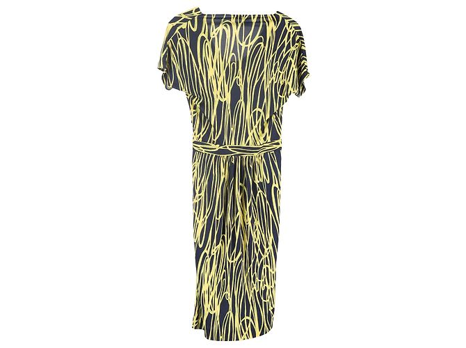 Abito Stampato Moschino Cheap & Chic in Seta Blu Navy - vista 2