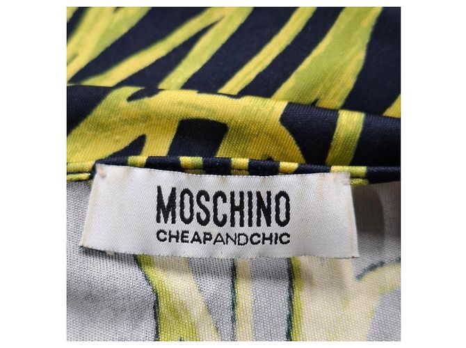 Abito Stampato Moschino Cheap & Chic in Seta Blu Navy - vista 3