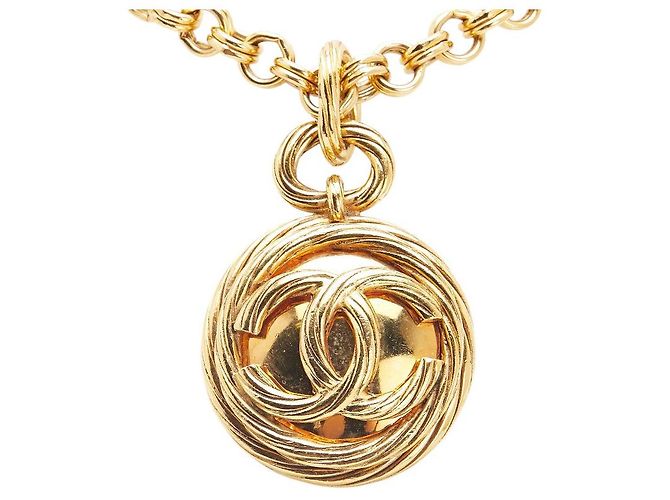 Timeless Collana Specchio Rotondo Coco Mark di Chanel D'oro Metallico - vista 2