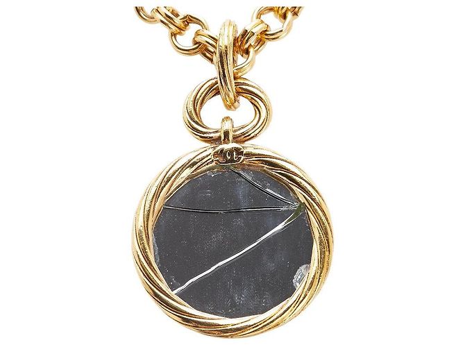 Timeless Collana Specchio Rotondo Coco Mark di Chanel D'oro Metallico - vista 3
