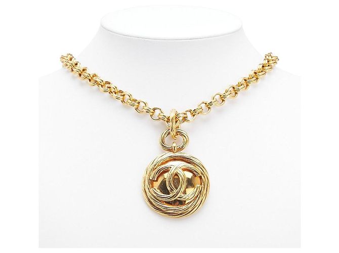 Timeless Collana Specchio Rotondo Coco Mark di Chanel D'oro Metallico - vista 7