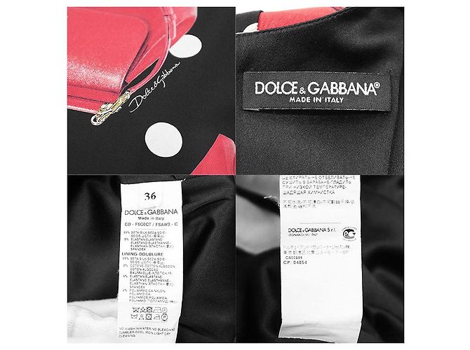 Dolce & Gabbana Vestido de seda BAGS DEVOTION de Dolce&Gabbana Negro Roja - vista 10