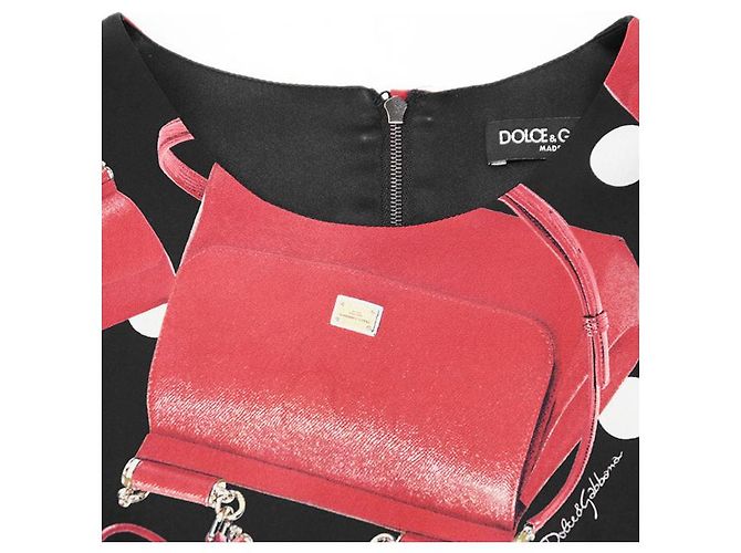 Dolce & Gabbana Vestido de seda BAGS DEVOTION de Dolce&Gabbana Negro Roja - vista 14