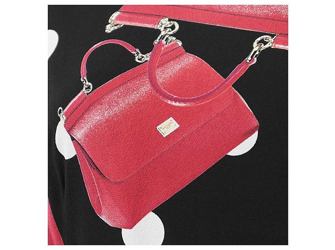 Dolce & Gabbana Vestido de seda BAGS DEVOTION de Dolce&Gabbana Negro Roja - vista 3