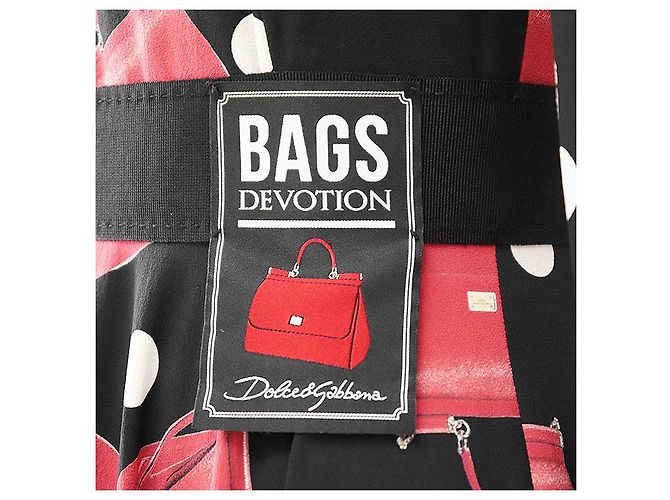 Dolce & Gabbana Vestido de seda BAGS DEVOTION de Dolce&Gabbana Negro Roja - vista 4