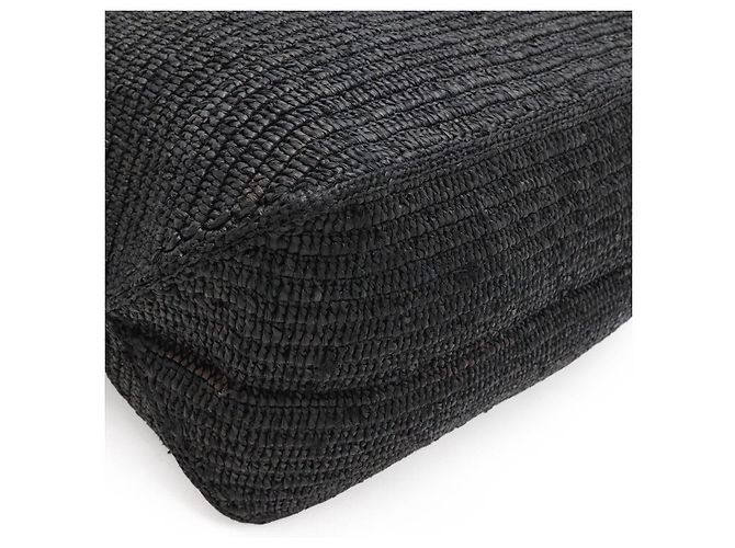 Borsa a spalla pieghevole in rafia Loewe Nero - vista 3