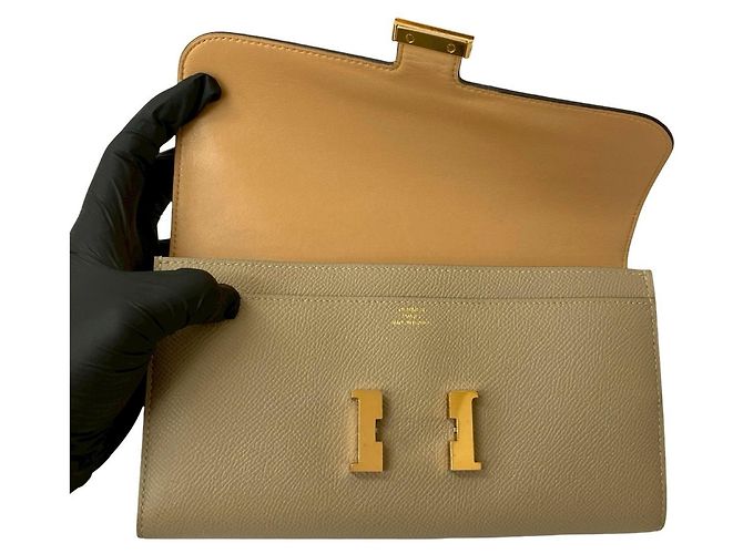 Cartera Long Constance de Cuero Epsom Hermès Beige - vista 7