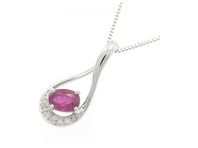 Autre Marque Collana in platino con rubini e diamanti Rosso - vista 3