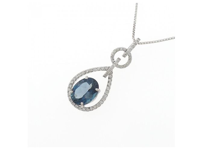 Autre Marque Collana in diamante con topazio blu Au750 - vista 3