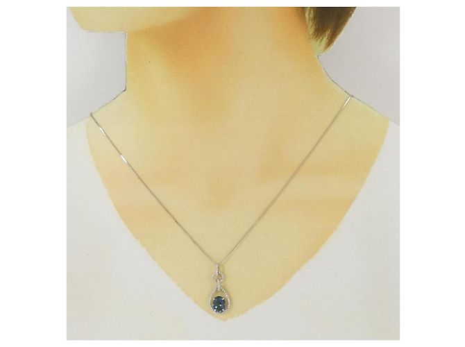 Autre Marque Collana in diamante con topazio blu Au750 - vista 6