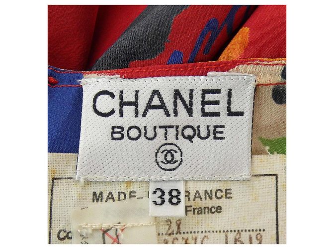 Top de seda 100% Chanel Roja Verde - vista 4