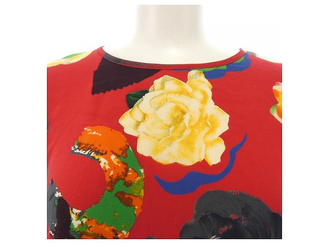 Top de seda 100% Chanel Roja Verde - vista 5