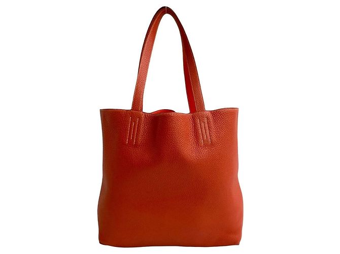 Borsa Tote Double Sens 45 di Hermès Rosso - vista 3