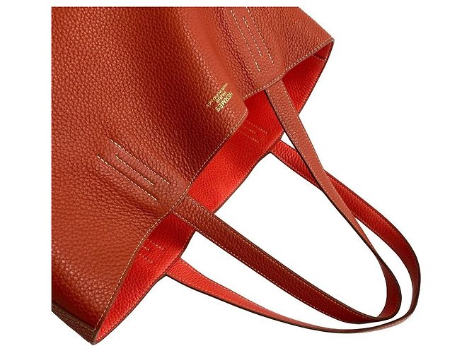 Borsa Tote Double Sens 45 di Hermès Rosso - vista 4