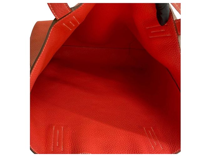 Borsa Tote Double Sens 45 di Hermès Rosso - vista 9