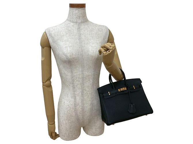 Borsa Hermès Birkin 25 in pelle Togo nera Nero - vista 2