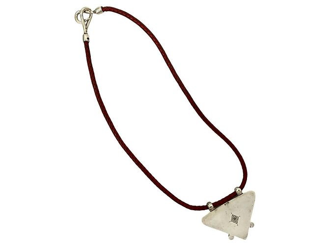 Hermès Collana Touareg HERMES Marrone Argento Rosso - vista 5