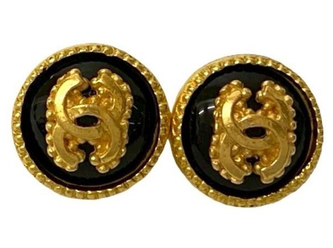 Orecchini a clip vintage Coco Mark di Chanel Nero D'oro - vista 3