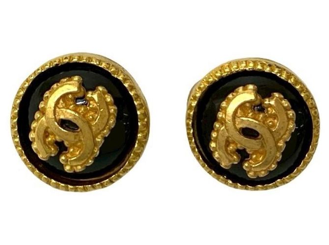 Orecchini a clip vintage Coco Mark di Chanel Nero D'oro - vista 4