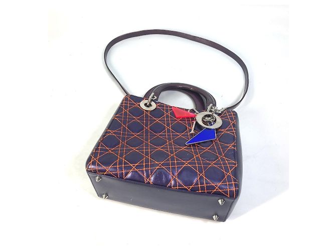 Borsa a Spalla Trapuntata Cannage Lady di Christian Dior Arancione Porpora - vista 11