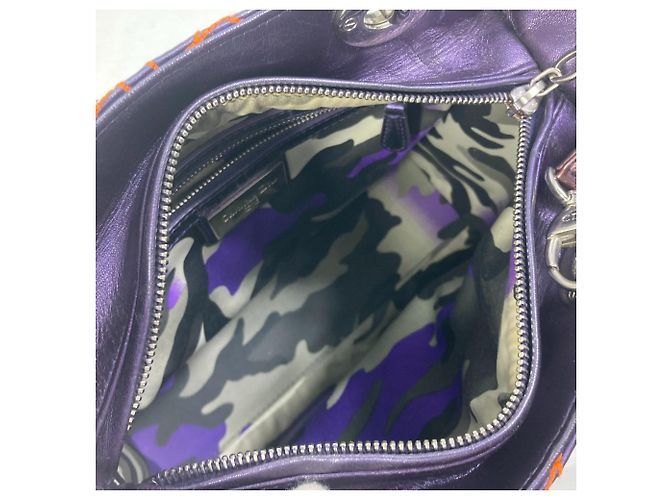 Borsa a Spalla Trapuntata Cannage Lady di Christian Dior Arancione Porpora - vista 13