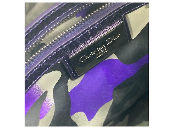 Borsa a Spalla Trapuntata Cannage Lady di Christian Dior Arancione Porpora - vista 14