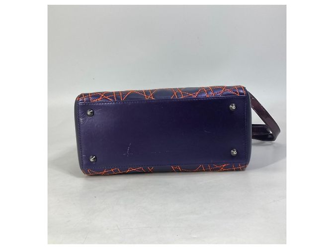 Borsa a Spalla Trapuntata Cannage Lady di Christian Dior Arancione Porpora - vista 7