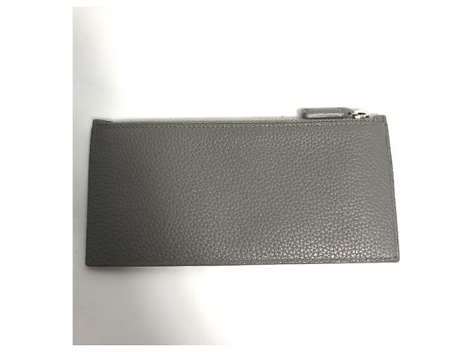 Cartera larga de cuero gris Yves Saint Laurent Castaño - vista 11