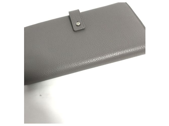 Cartera larga de cuero gris Yves Saint Laurent Castaño - vista 3