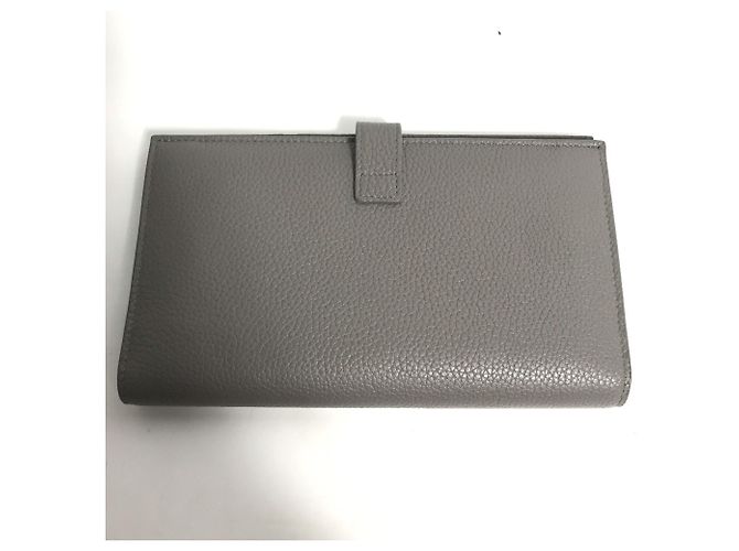 Cartera larga de cuero gris Yves Saint Laurent Castaño - vista 5
