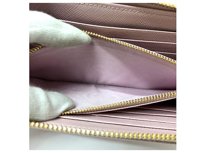 Cartera larga de cuero Saffiano rosa Prada - vista 10