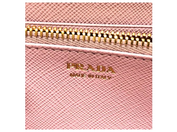 Cartera larga de cuero Saffiano rosa Prada - vista 11