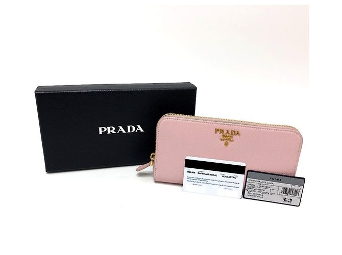 Cartera larga de cuero Saffiano rosa Prada - vista 12