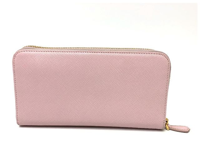 Cartera larga de cuero Saffiano rosa Prada - vista 2