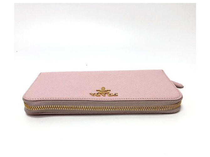 Cartera larga de cuero Saffiano rosa Prada - vista 4