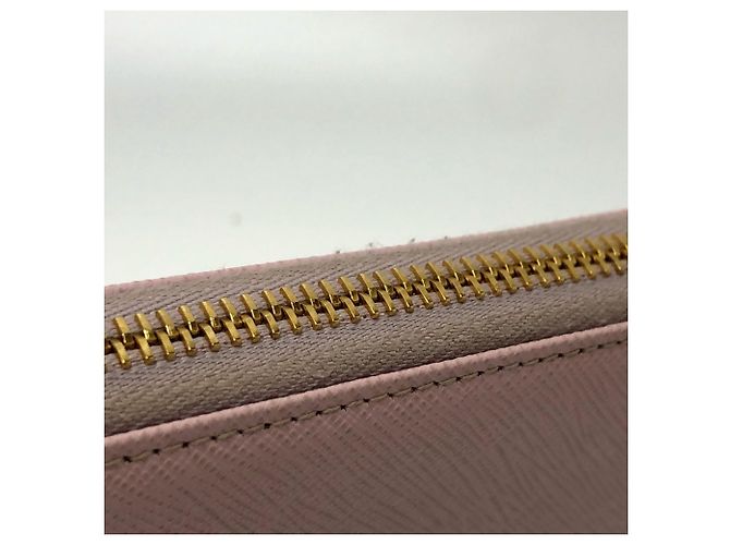 Cartera larga de cuero Saffiano rosa Prada - vista 8